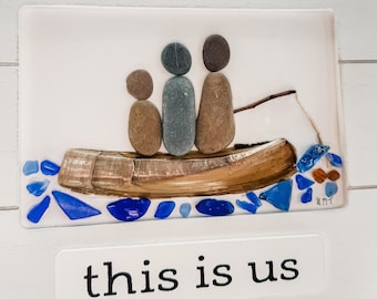 Sea Glass Art: Fishing Family, Father's Day Gift