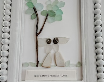Personalized Sea Glass Wedding Art | Handmade Bride & Bride Gift