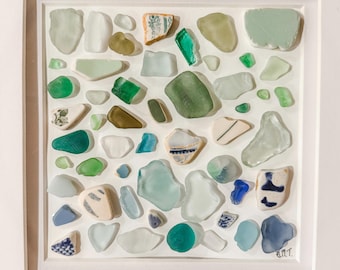 Tropical Seaglass Mosaic Art | Rare Sea Pottery, Coastal Home Decor