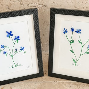 Forget-Me-Not Flowers/Baby Gift/Spring Art/Sea Glass Flowers/Memorial Gift/Sea Glass Wall Art/Sea Glass Decor/Flower Art/Wife Gift