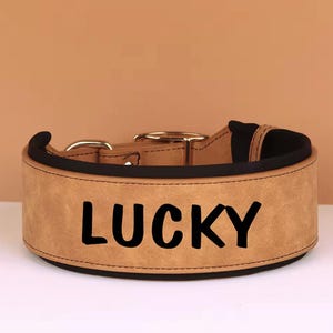 Collier pour chien large en cuir personnalisé avec étiquette personnalisée - Collier souple pour petits, moyens, grands chiens, pitbulls et bouledogues