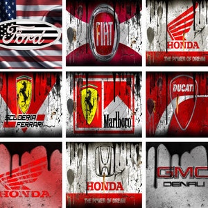 30 designs de marcas de carros e designs de moto / designs grunge para copos retos de 20 onças