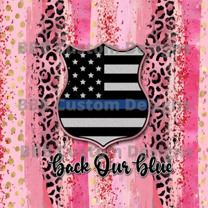 Back The Blue / Back Our Blue / Pink / Cheetah Print / Leopard Print Design For 20oz tumbler