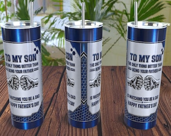 To My Son Father's Day Tumbler Wrap | Dad Watching You Be a Dad | 20oz Skinny Tumbler Sublimation PNG | Digital Download