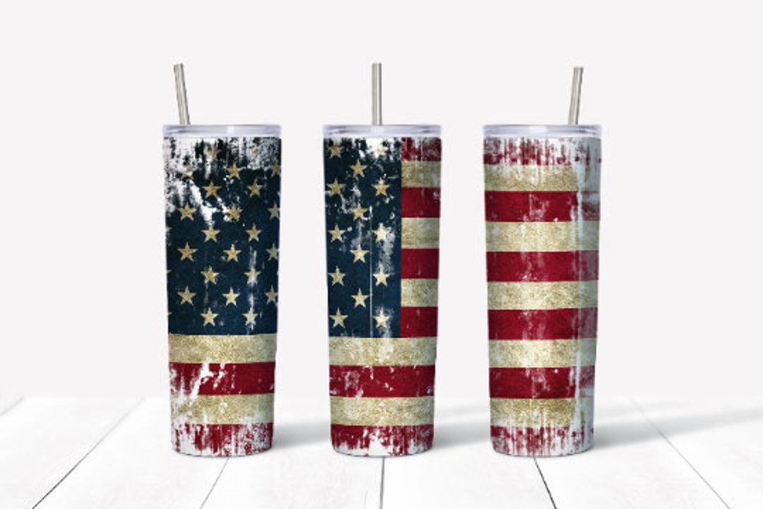 Weathered American Flag Tumbler Design - Etsy