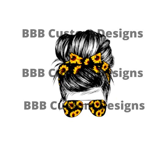Sunflower Messy Bun Girl 20oz Tumbler design