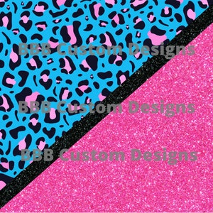 Pink and Blue Leopard / Cheetah print Glitter Split Design 20oz Tumbler design