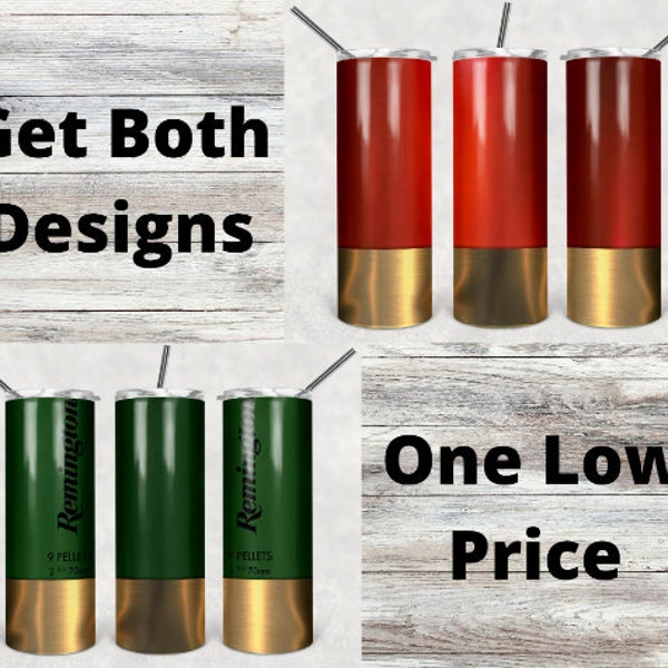 2 Shotgun Shell Designs  Green and Red/ Template for Sublimation, Full Tumbler Wrap, Digital Download 20oz Straight & Tapered Tumbler design
