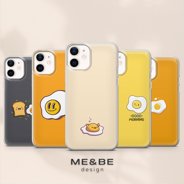 Funny Egg Phone Case Kawaii Anime Cover fit for iPhone 14 Pro, 13, 12, 11, XR, 8+, 7 & Samsung S21, A50, A51, A53, Huawei P20, P30 Lite