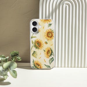 Aesthetic Sunflower Phone Case Flower Art Cover for iPhone 15 Pro Max, 14 Plus, 13, 12, 11, XR, XS, Samsung S23, S22, A54, A53, Pixel 8, 7