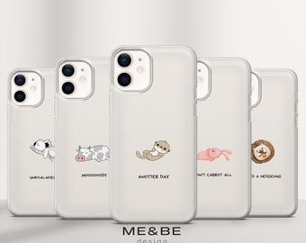 Lustig Tier Wortspiel Handyhülle süsse Otter Abdeckung passend für iPhone 14 Pro, 13, 12, 11, XR, 8+, 7 & Samsung S21, A50, A51, A53, Huawei P20, P30 Lite