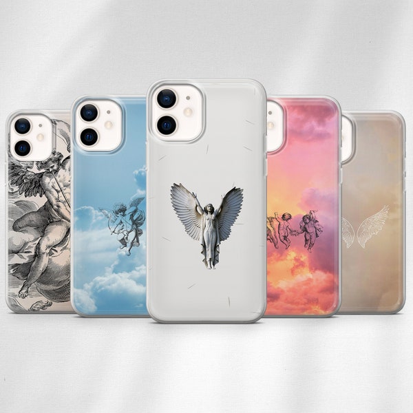 Angel Wings Print Phone Case Fine Art Cover adapté pour iPhone 14 Pro, 13, 12, 11, XR, 8+, 7 et Samsung S21, A50, A51, A53, Huawei P20, P30 Lite