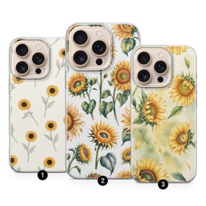 Aesthetic Sunflower Phone Case Flower Art Cover for iPhone 15 Pro Max, 14 Plus, 13, 12, 11, XR, XS, Samsung S23, S22, A54, A53, Pixel 8, 7