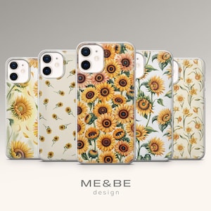 Aesthetic Sunflower Phone Case Flower Art Cover for iPhone 15 Pro Max, 14 Plus, 13, 12, 11, XR, XS, Samsung S23, S22, A54, A53, Pixel 8, 7