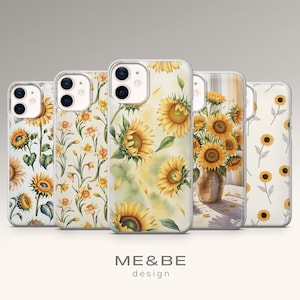 Aesthetic Sunflower Phone Case Flower Art Cover for iPhone 15 Pro Max, 14 Plus, 13, 12, 11, XR, XS, Samsung S23, S22, A54, A53, Pixel 8, 7