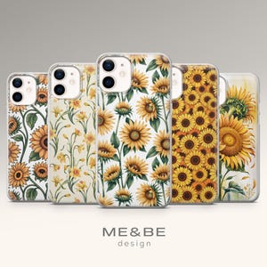Aesthetic Sunflower Phone Case Flower Art Cover for iPhone 15 Pro Max, 14 Plus, 13, 12, 11, XR, XS, Samsung S23, S22, A54, A53, Pixel 8, 7