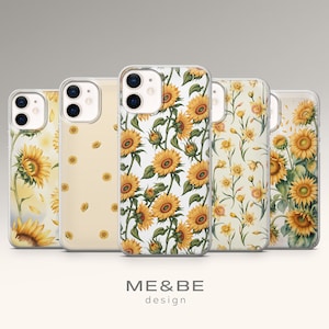 Aesthetic Sunflower Phone Case Flower Art Cover for iPhone 15 Pro Max, 14 Plus, 13, 12, 11, XR, XS, Samsung S23, S22, A54, A53, Pixel 8, 7