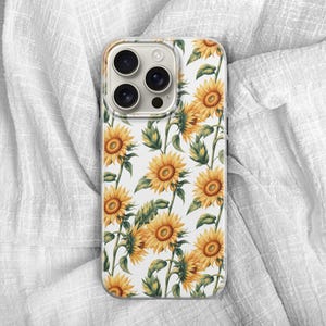 Aesthetic Sunflower Phone Case Flower Art Cover for iPhone 15 Pro Max, 14 Plus, 13, 12, 11, XR, XS, Samsung S23, S22, A54, A53, Pixel 8, 7