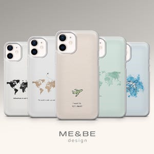 Weltkarte Handyhülle Reise Flugzeug Himmel Abdeckung für iPhone 15 Pro Max, 14 Plus, 13, 12, 11, XR, XS Samsung S23, S22, A54, A53 Pixel 8, 7