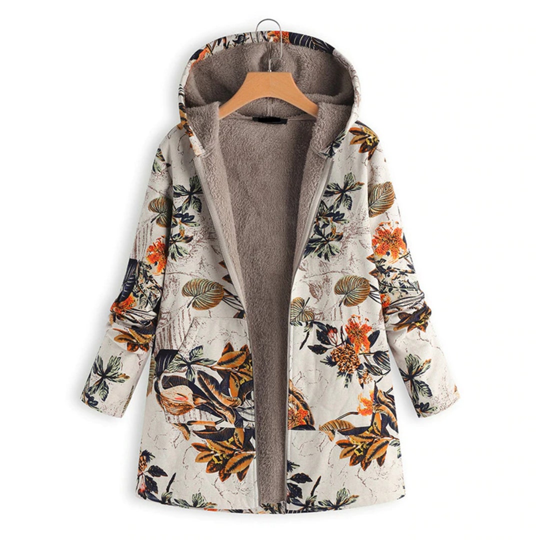 2022 New Women Autumn Winter Spring Warm Floral Hooded Jacket - Etsy