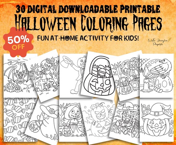 Halloween Coloring Pages for Kids and Adults 30 Printable - Etsy