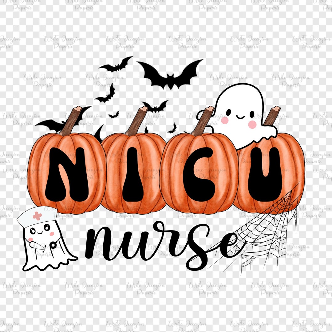 NICU Nurse Halloween SVG PNG With Pumpkins and Ghosts, Halloween Nurse ...