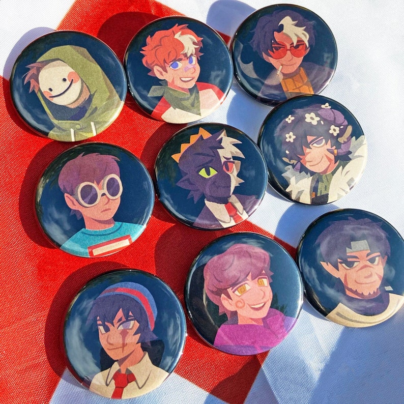 Dream SMP Pins | DSMP Themed badges | Dream Smp Pinback buttons 