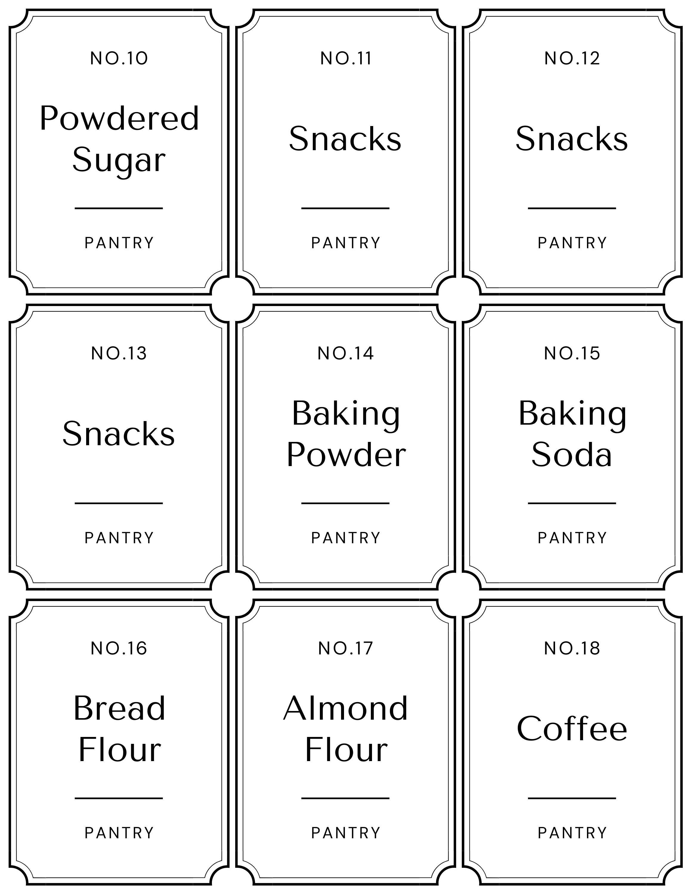 Minimalist Pantry Labels, Large Pantry Labels, Downloadable Pantry
