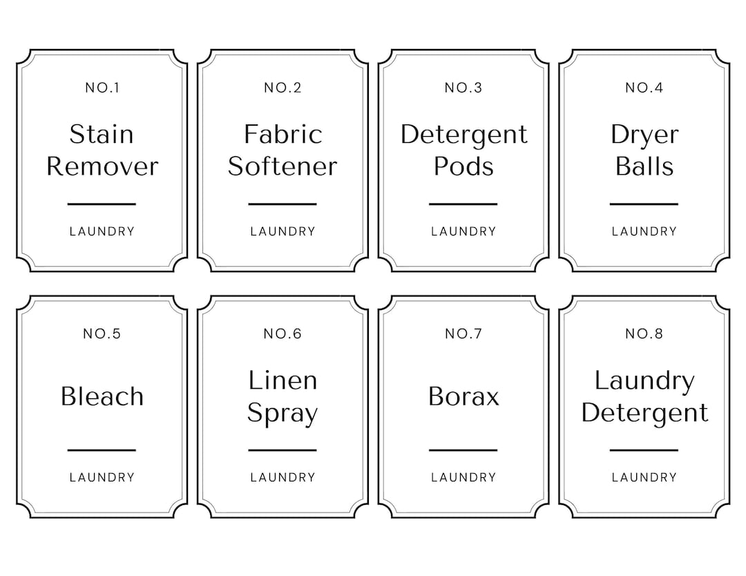 Minimalist White Laundry Labels, Downloadable Laundry Labels, Digital
