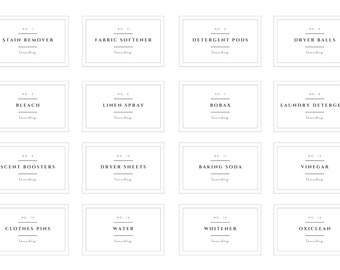 Minimalist White Laundry Labels, Downloadable Laundry Labels, Digital Labels, Instant Download, Laundry Organization
