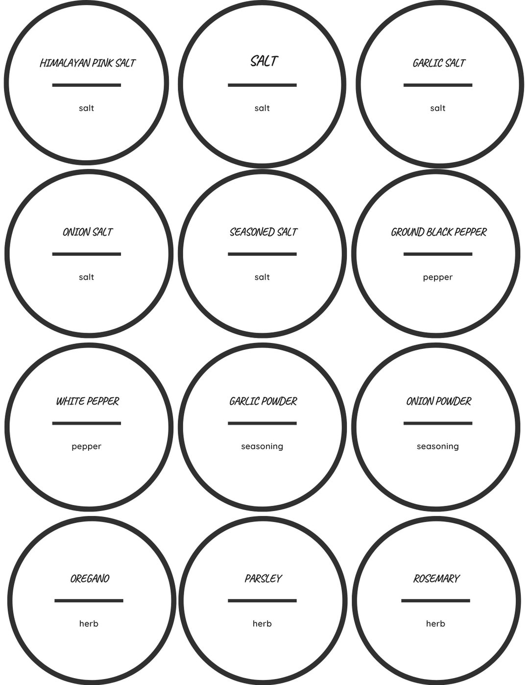 Modern Minimalist Spice Labels, Printable Spice Labels, Instant ...