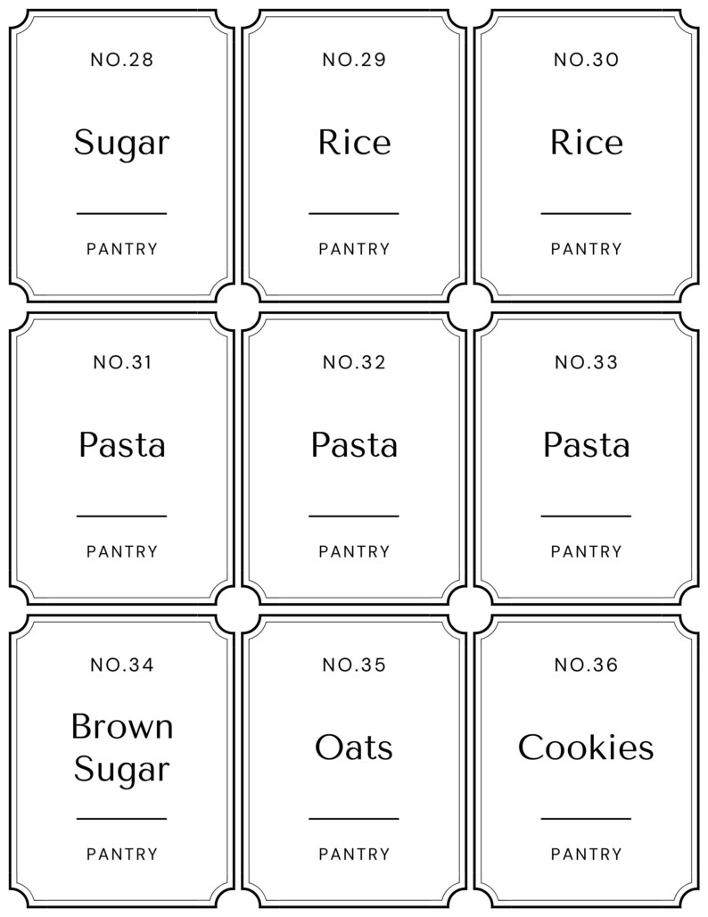 Minimalist Pantry Labels, Large Pantry Labels, Downloadable Pantry