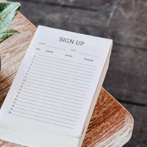 Digital Sign in Sheet, Signup Sheet, Login Sheet, Printable Sign in Sheet