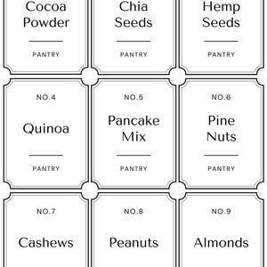Minimalist Pantry Labels, Large Pantry Labels, Downloadable Pantry Labels, Instant Download, White Pantry Labels, Printable Pantry Labels