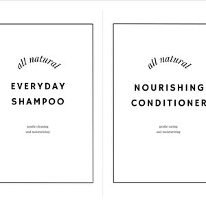 Mini Conditioner Label Minimalist Shampoo & Conditioner Labels, ***MULTIPLE FONTS*** Printable ...