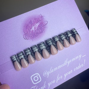Press On Nails Medium Black French Tip Press On Nails Croc Design Pressonnails long Press On Nails Square