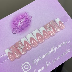 Press On Nails Wedding Design Press On Nails French Tip Press On Nails Anniversary Press On Nails Square Medium