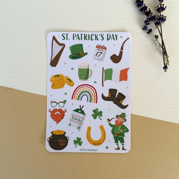 St. Patrick's Day - Sticker Sheet | Planner Stickers, Scrapbook Stickers, Bullet Journal Stickers, Fair Stickers, Party Stickers