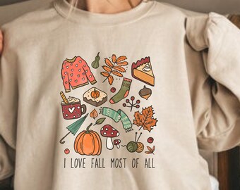 Adoro l'autunno soprattutto il maglione, la camicia di latte speziato alla zucca, il girocollo autunnale, la camicia autunnale, il maglione di Halloween da donna, Halloween vintage, strega