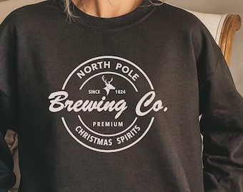 Felpa North Pole Brewing Co, Felpa natalizia, Spirito natalizio premium, Felpa Brewing Co, Maglione North Pole, Brewing Co