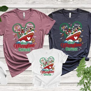 Chemise croisière Disney Noël 2024 personnalisée, chemise assortie très joyeux Noël croisière Mickey et ses amis, chemises famille croisière Noël 2024
