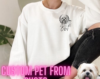 Custom Pet Sweater Using Pet Photo + Name Custom Dog Portrait Sweater Personalized Dog Pullover Dog Sweatshirt Dog Mom Gift Custom Cat Shirt
