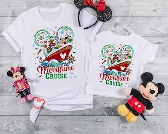 Benutzerdefinierte Weihnachten 2025 Disney Cruise Shirt, Merry Christmas Cruise Mickey und Freunde Passende Shirt, Weihnachten Cruise Familie Shirts 2025