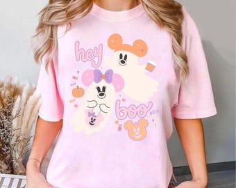 Maglietta di Halloween con Topolino e Minnie fantasma, Hey Boo Mickey, Boo Too You Tee, Stagione spettrale, Festa di Halloween di Topolino non così spaventosa - Gita in famiglia