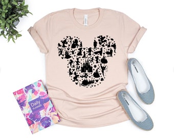 Maglietta con orecchie di Minnie, maglietta Disney, maglietta di Minnie, maglietta con orecchie carine, maglietta Disney da donna, maglietta con orecchie Disney, magliette Disney abbinate, maglietta per bambini