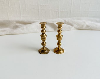 Pair of Vintage Brass Candlesticks, Small Solid Brass Candle Holders, Birthday Candles Candlestick Holder, Set 2 Candle Holder, Mantle Decor