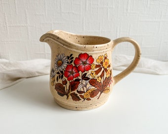 Rare Vintage Sadler Pitcher Jug, Large Speckled Floral Water Jug, Beige Brown and Red Floral Pitcher Vase, English Country Cottage Core