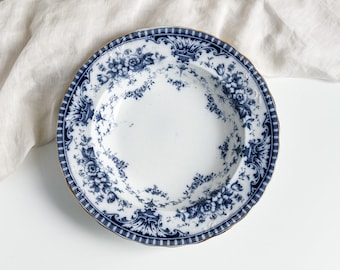 Antique Flow Blue Deep Plates, Sampson Hancock & SONS Coronet ENGLAND Soup Bowl, Pasta Plates