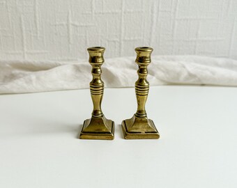 Pair of Vintage Brass Candlesticks, Small Solid Brass Candle Holders, Birthday Candles Candlestick Holder, Set 2 Candle Holder, Mantle Decor