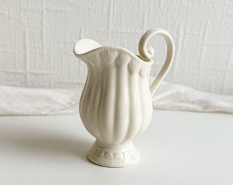 Vintage Cream Milk Jug, Regal Creamware Creamer, White English Porcelain, Ironstone Style Small Jug, Elegant Creamy White Small Pitcher